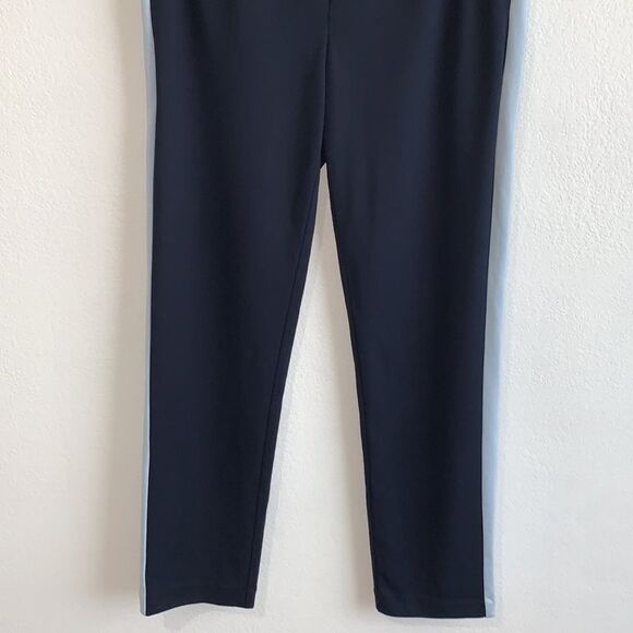 NWT Ecru Sullivan Ponte Stretch Tuxedo Stripe Navy Blue Trouser Dress Pants Sz M - Picture 3 of 11
